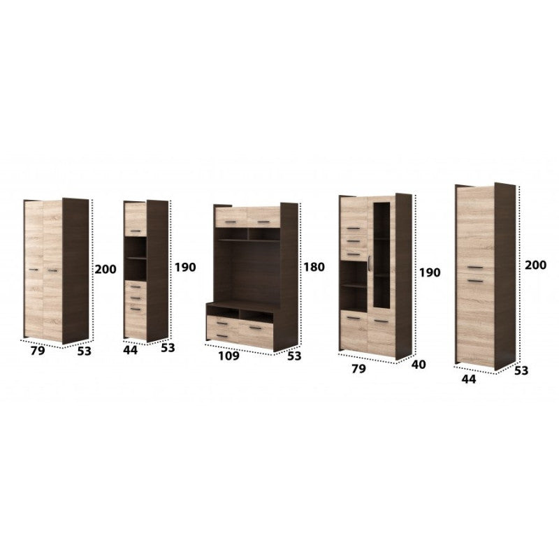 Biblioteca Mirabela Sonoma / Wenge 350 cm