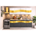 Bucatarie Jamila 200 cm Gri Alb Ornament Gold