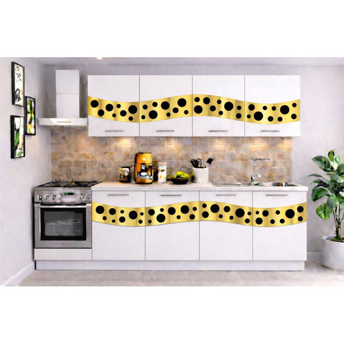 Bucatarie Madrid 180 cm Alb Ornament Gold Negru