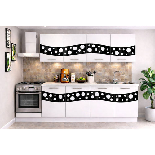 Bucatarie Madrid 180 cm Alb Ornament Negru