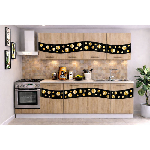 Bucatarie Madrid 180 cm Sonoma Ornament Negru Gold