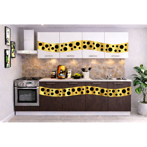 Bucatarie Madrid 180 cm Wenge Alb Ornament Gold Negru