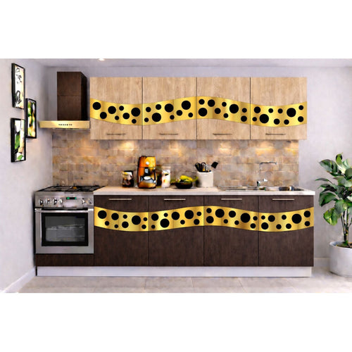 Bucatarie Madrid 180 cm Wenge Sonoma Ornament Gold Negru