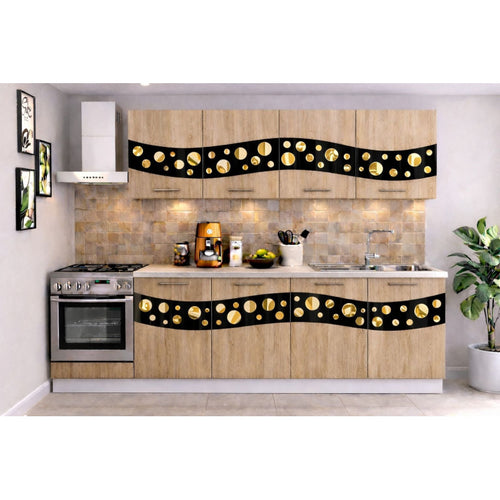 Bucatarie Madrid 200 cm Sonoma Ornament Negru Gold