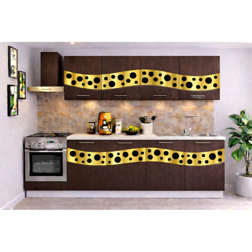 Bucatarie Madrid 200 cm Wenge Ornament Gold Negru