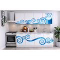 Bucatarie Roma 200 cm Alb cu Ornament Albastru