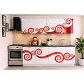 Bucatarie Roma 200 cm Alb cu Ornament Rosu