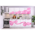 Bucatarie Roma 200 cm Alb cu Ornament Roz