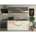 Bucatarie Sofia 200 cm Alb Gri cu Ornament Gold