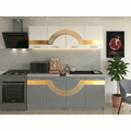 Bucatarie Sofia 200 cm Gri Alb cu Ornament Gold