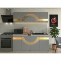 Bucatarie Sofia 200 cm Gri cu Ornament Gold