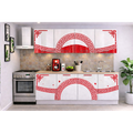 Bucatarie Verona 200 cm Alb Ornament Rosu