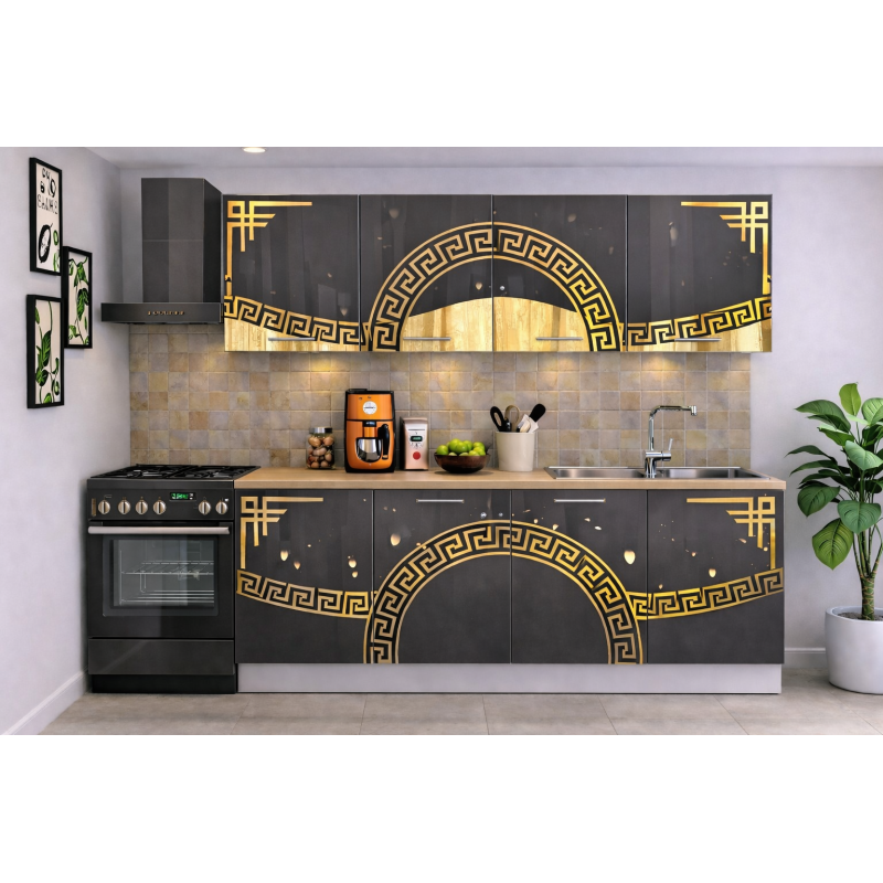 Bucatarie Verona 200 cm Gri Ornament Gold