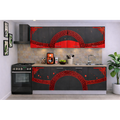 Bucatarie Verona 200 cm Gri Ornament Rosu