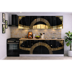 Bucatarie Verona 200 cm Negru Lucios Ornament Gold