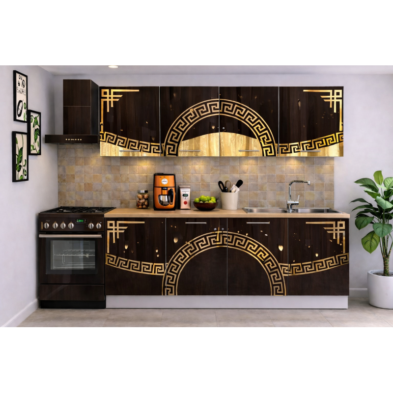 Bucatarie Verona 200 cm Wenge Ornament Gold
