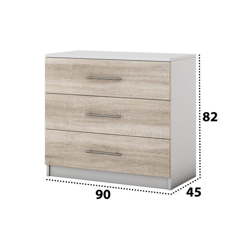 Comoda Alina, Alb Sonoma, 90x82x45 cm