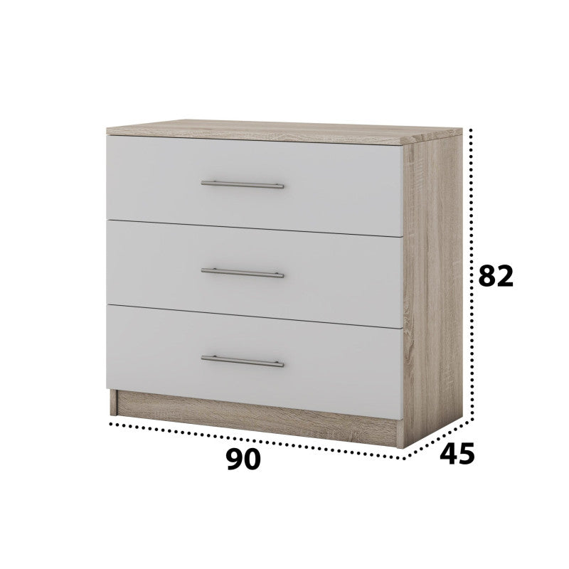 Comoda Alina, Sonoma Alb, 90x82x45 cm