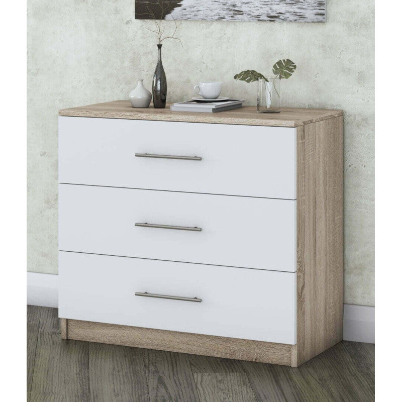Comoda Alina, Sonoma Alb, 90x82x45 cm