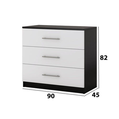 Comoda Alina, Wenge Alb, 90x82x45 cm