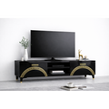 Comoda TV Living Viena 180 cm Negru Lucios cu ornament Gold Cod20