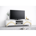 Comoda TV Living Viena 180 cm Alb cu ornament Gold Cod20