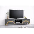 Comoda TV Living Viena 180 cm Gri cu ornament Gold Cod20