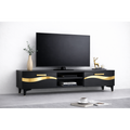 Comoda TV Living Viena 180 cm Negru Lucios cu ornament Gold Cod10