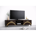 Comoda TV Living Viena 180 cm Wenge cu ornament Gold Cod20
