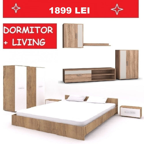 Dormitor + Living Oferta Culoare Sonoma/Alb