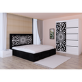 Dormitor Stefan Alb COD123 Cu Pat Tapitat Negru Dulap Usi Culisante 150 cm x 200 cm Noptiere