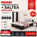 OFERTA LUNII: Dormitor Roxana Wenghe + Saltea Lux Ortopedica
