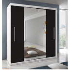 Dressing Delux Alb cu oglinda 204 cm x 200 cm x 61 cm cu usi Negre