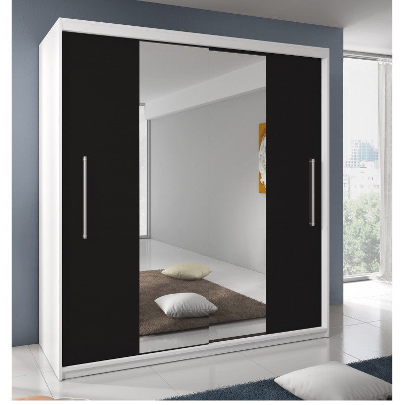 Dressing Delux Alb cu oglinda 204 cm x 200 cm x 61 cm cu usi Negre