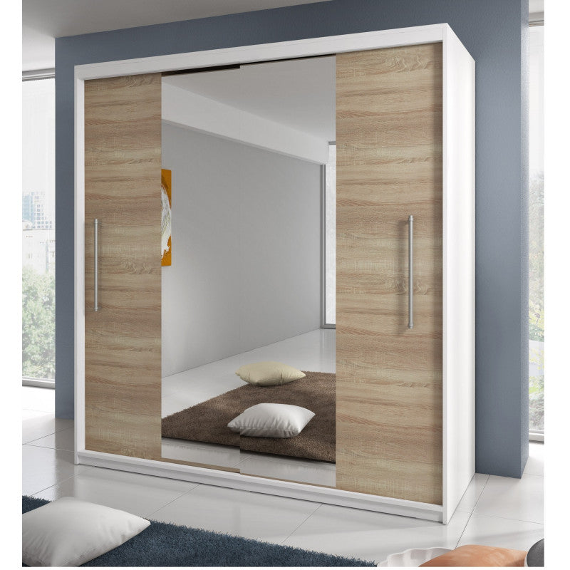Dressing Delux Alb cu Oglinda 204 cm x 200 cm x 61 cm cu usi sonoma