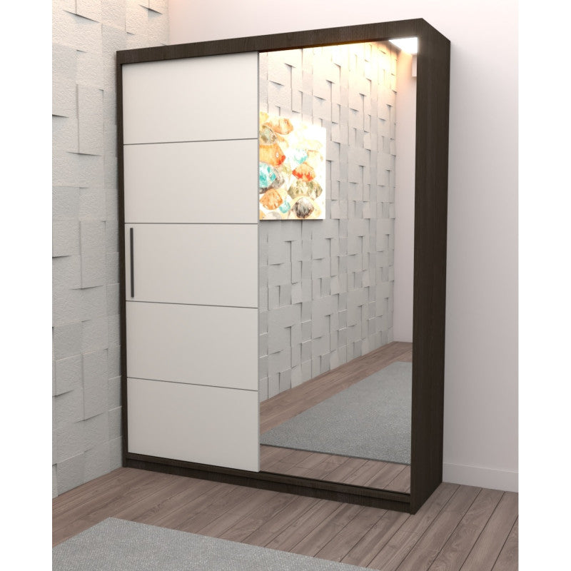 Dressing Delux Magia cu oglinda 150 cm x 200 cm x 61 cm cu usi Albe