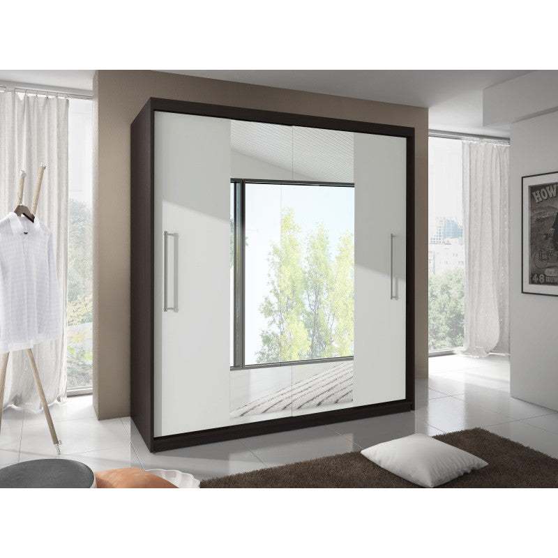 Dressing Delux Magia cu oglinda 204 cm x 200 cm x 61 cm cu usi Albe