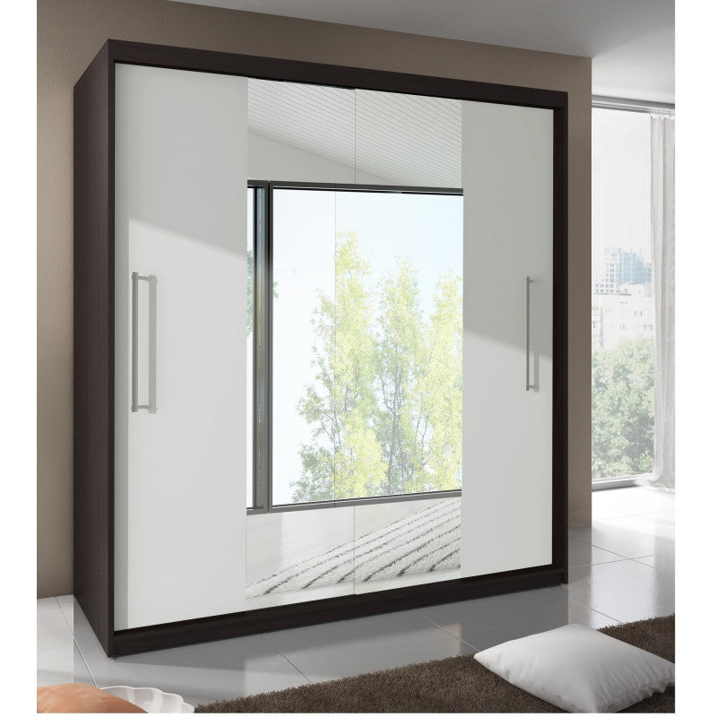 Dressing Delux Magia cu oglinda 204 cm x 200 cm x 61 cm cu usi Albe