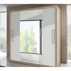 Dressing Delux Sonoma cu Oglinda 204 cm x 200 cm x 61 cm cu usi Albe