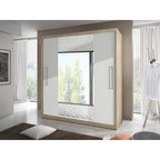 Dressing Delux Sonoma cu Oglinda 204 cm x 200 cm x 61 cm cu usi Albe