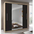 Dressing Delux Sonoma cu Oglinda 204 cm x 200 cm x 61 cm cu usi Negre