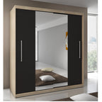 Dressing Delux Sonoma cu Oglinda 204 cm x 200 cm x 61 cm cu usi Negre