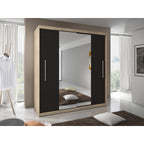 Dressing Delux Sonoma cu Oglinda 204 cm x 200 cm x 61 cm cu usi Negre