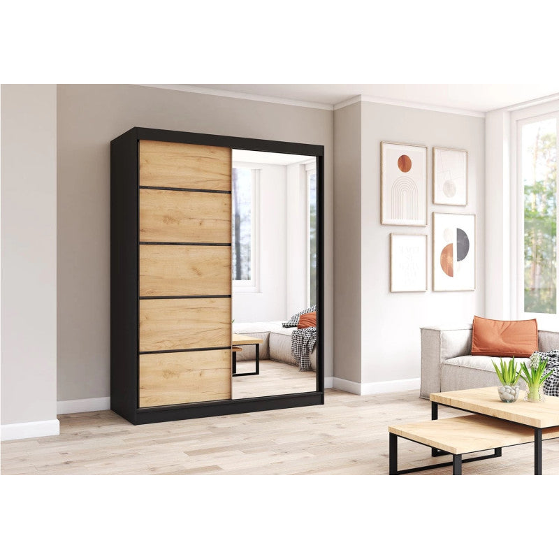 Dressing Deluxe Negru Oak Craft Gold 150 cm x 200 cm x 61 cm