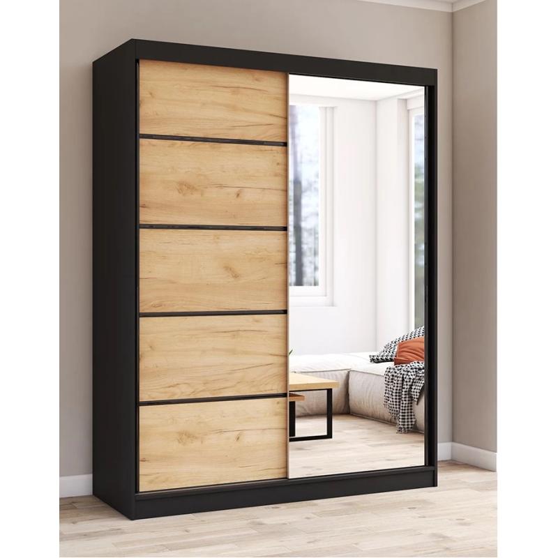 Dressing Deluxe Negru Oak Craft Gold 150 cm x 200 cm x 61 cm