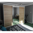 Dressing Deluxe sonoma cu oglinda 204 cm x 200 cm x 61 cm