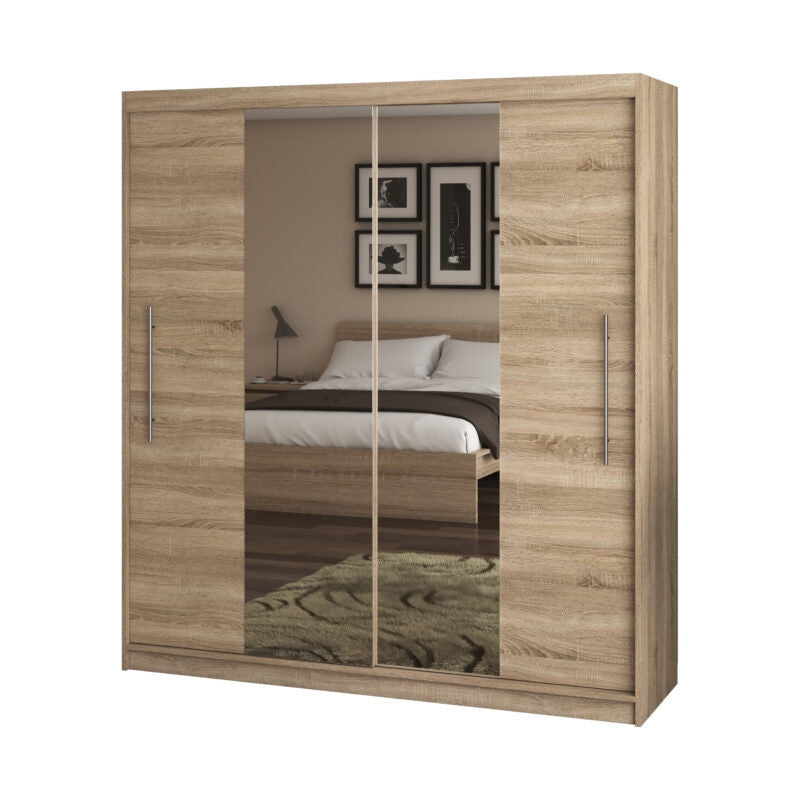 Dressing Deluxe sonoma cu oglinda 204 cm x 200 cm x 61 cm