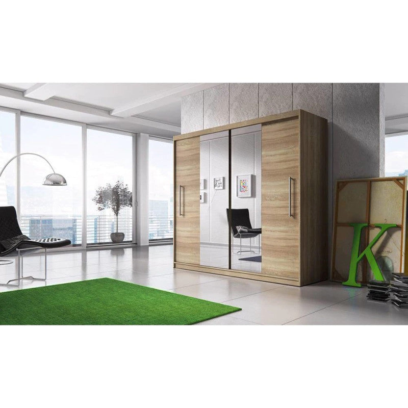 Dressing Deluxe sonoma cu oglinda 204 cm x 200 cm x 61 cm