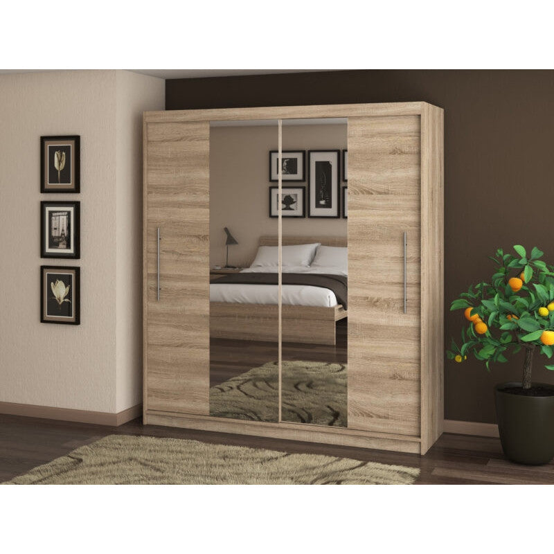 Dressing Deluxe sonoma cu oglinda 204 cm x 200 cm x 61 cm