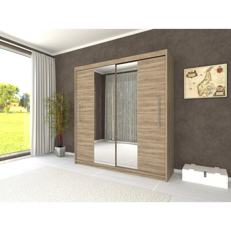 Dressing Deluxe sonoma cu oglinda 204 cm x 200 cm x 61 cm